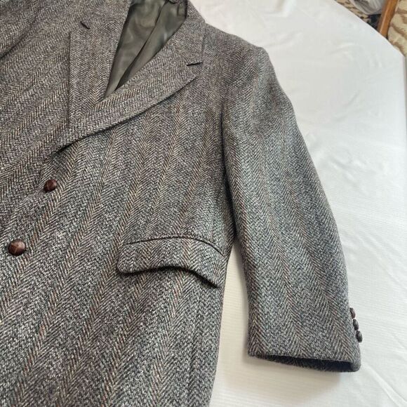 Harris Tweed VTG Grey Tweed 2 Button Blazer Size 42 - Picture 2 of 9